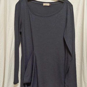 Chalet  Scoop Neck  Tunic Lagenlook Asymetrical Pocket in Navy- Womens S